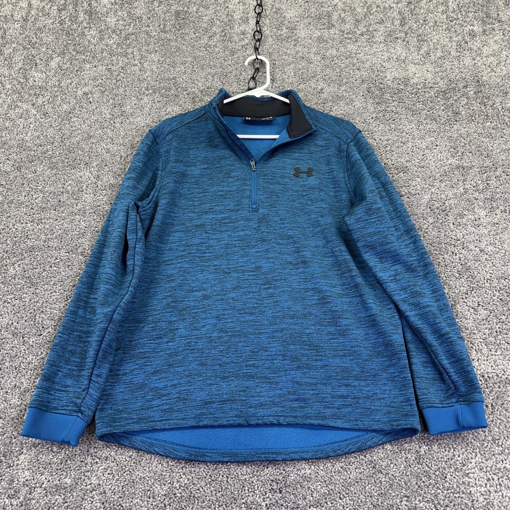 Under Armour Sweatshirt Mens Medium Blue 1/4 Zip Fleece ColdGear Pullover